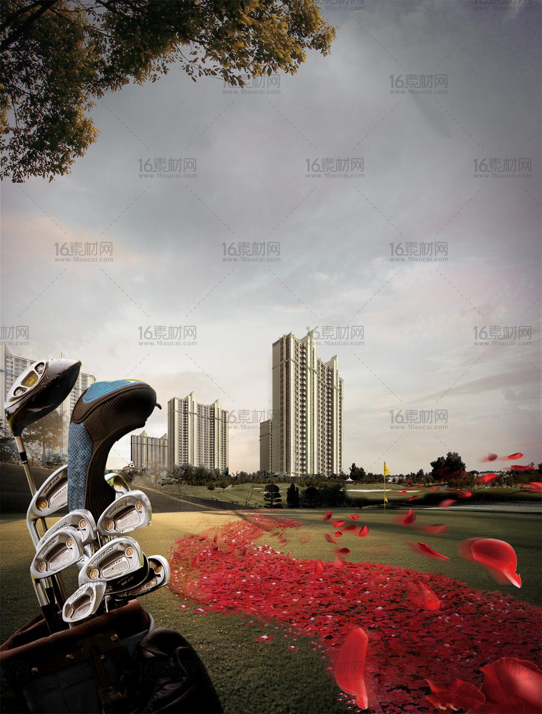 创意高尔夫球场宣传海报psd分层素材