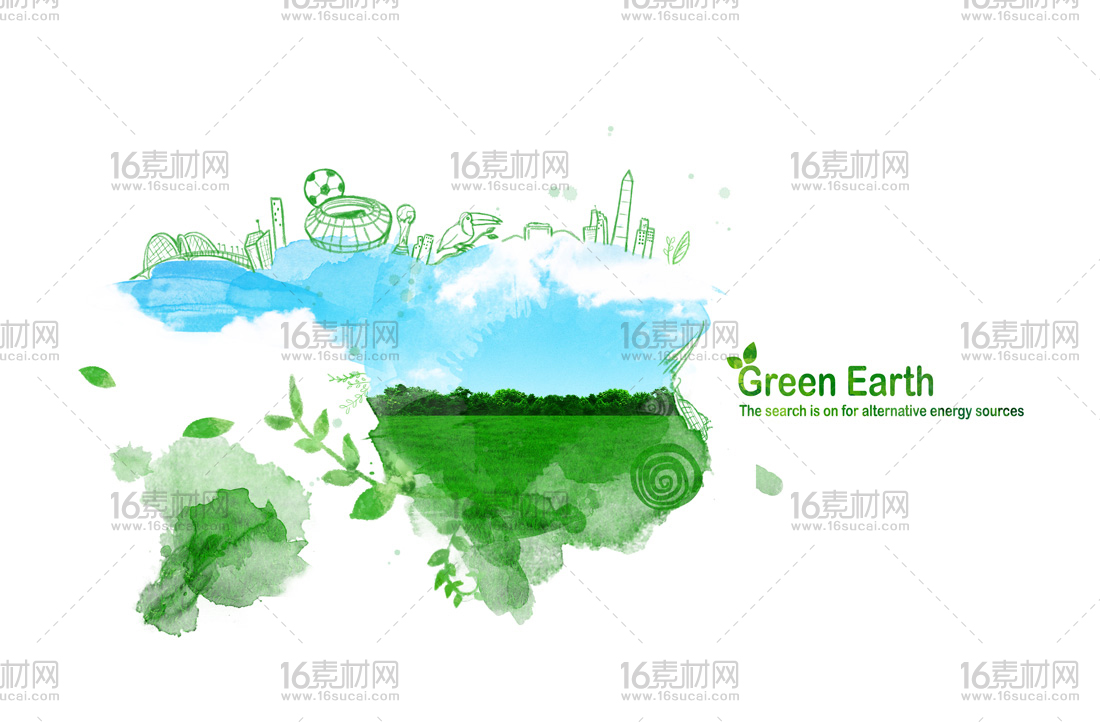简洁绿色环保海报psd分层素材