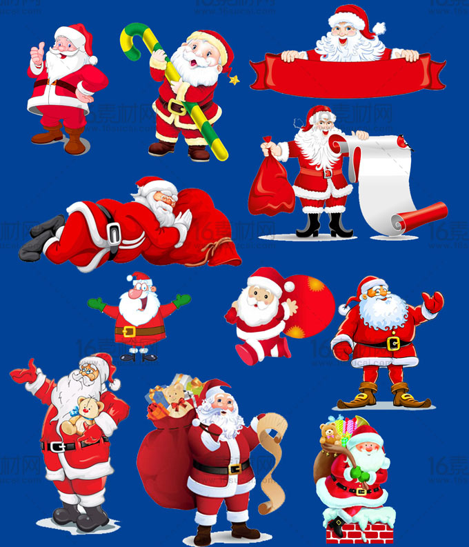 精美卡通圣诞老人图片集合psd分层素材