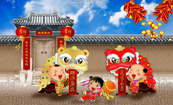 精美春节传统文化元素海报psd分层素材
