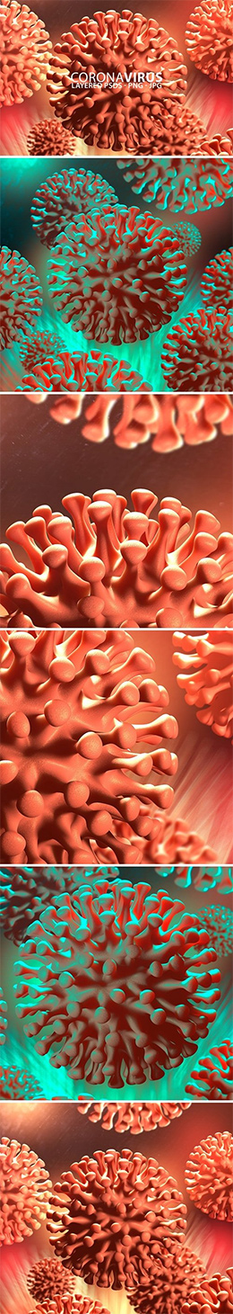 3D新型冠状病毒图案PSD分层素材