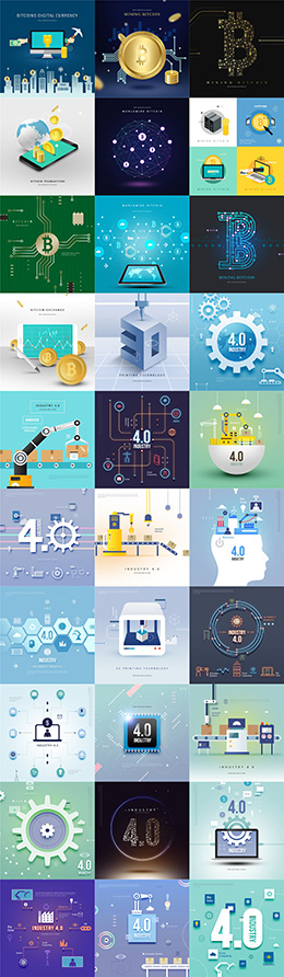 15款扁平化金融科技海报PSD分层设计素材