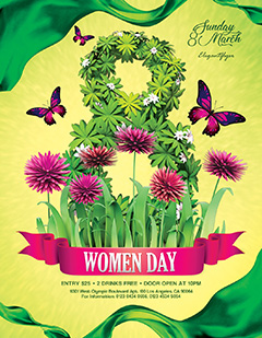绿色3D花卉主题妇女节海报PSD分层素材