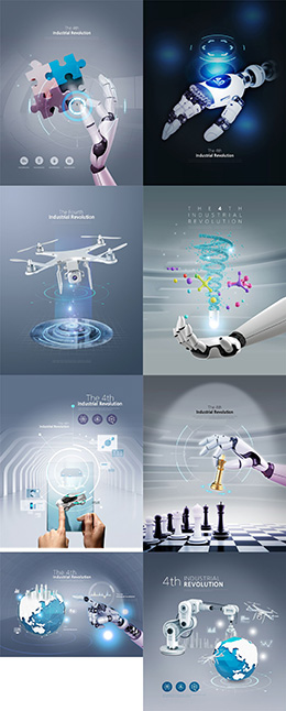 8款AI科技机器人主题海报PSD分层素材