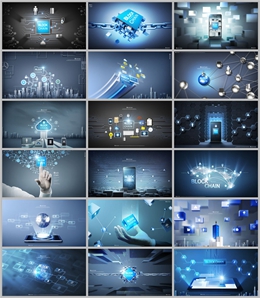 19款科技企业大数据蓝色背景互联网宣传海报背景psd模板素材下载