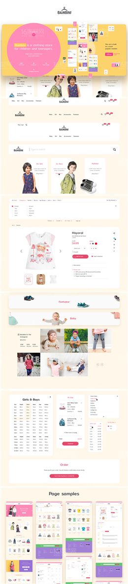 可爱精美儿童服装品牌网站设计模板PSD分层素材[含sketch格式]