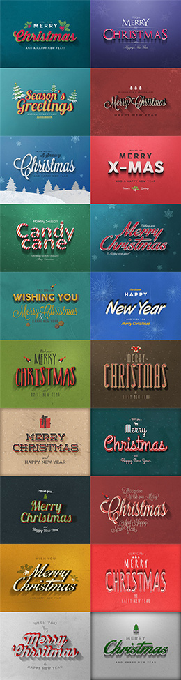 20个精美圣诞节主题字体样式PSD分层素材