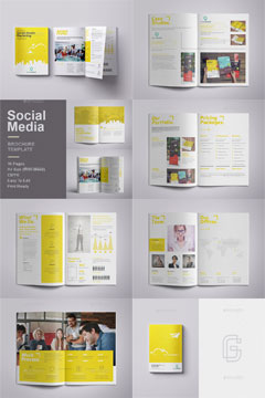 黄色系营销机构画册模板PSD分层素材