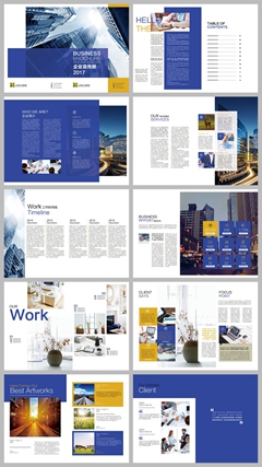蓝色现代科技企业高端商务科技公司宣传画册psd分层素材下载