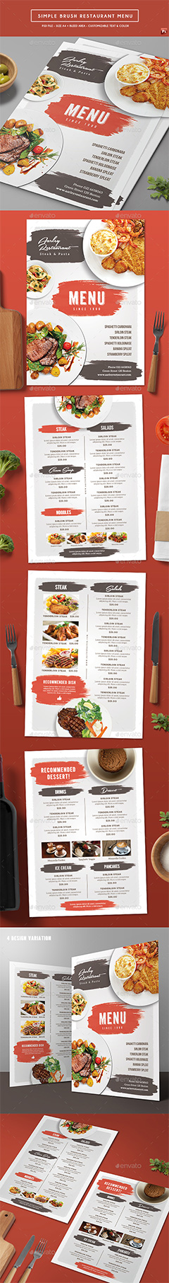 精美西餐厅菜单模板PSD分层素材