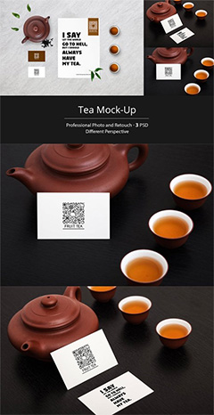 中国风茶壶场景卡片样机模板PSD分层素材