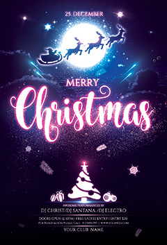梦幻圣诞节派对海报PSD分层素材