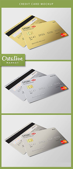 银行卡效果图样机模板PSD分层素材