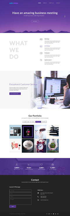 紫色简约商务网站主页模板PSD分层素材