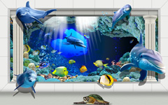 海底世界背景墙装饰画PSD分层素材