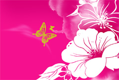 粉色手绘花卉背景psd分层素材
