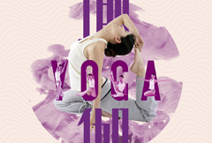 紫色唯美瑜伽健身宣传海报psd分层