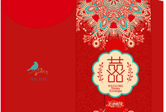 红色中式结婚红包模板psd分层素材