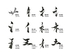 传统文化汉字偏旁部首psd分层素材