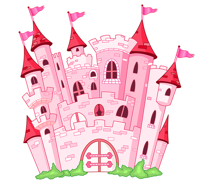 时尚粉色城堡建筑矢量素材