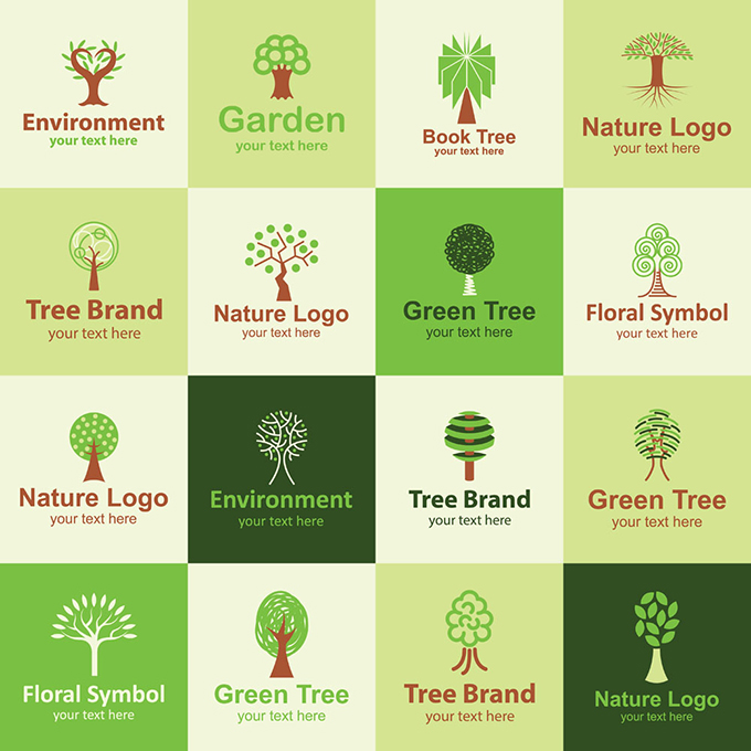 卡通树logo设计矢量素材