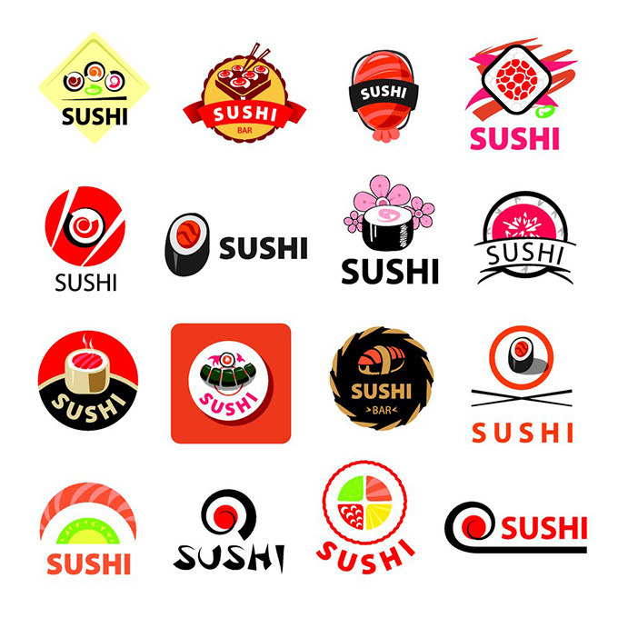 日本寿司美食标签设计矢量素材.