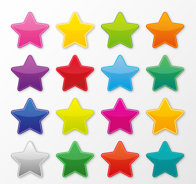 16个彩色星星矢量素材