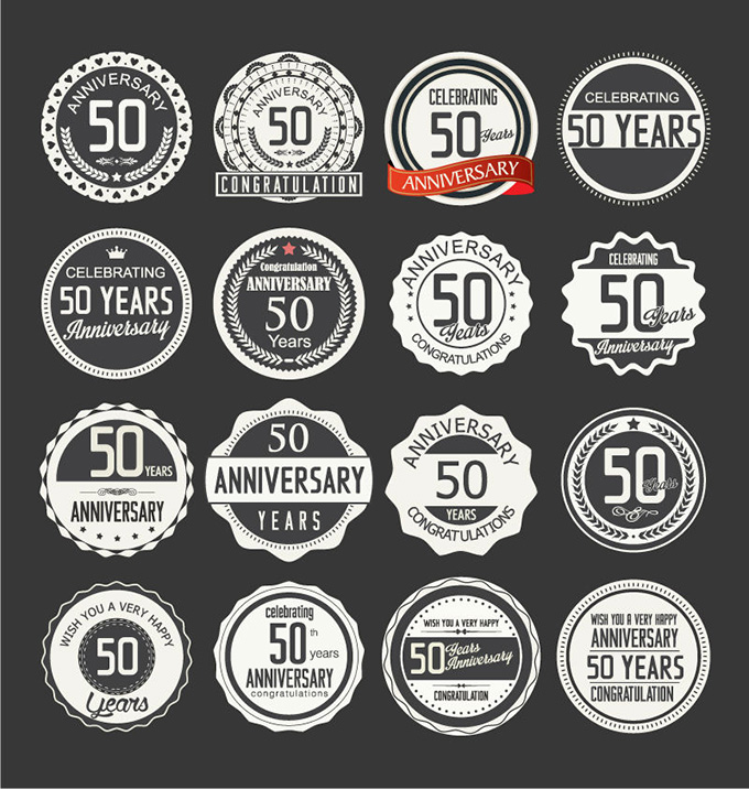 16款50周年纪念标签矢量素材