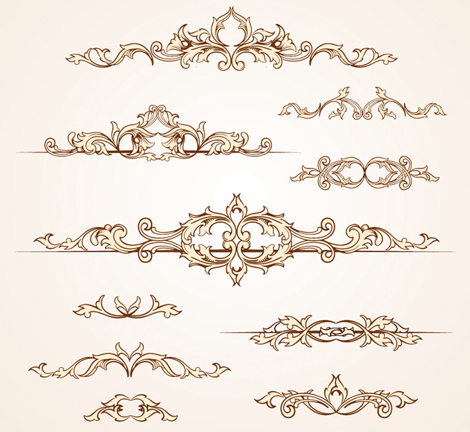 10款复古欧式花纹设计矢量素材