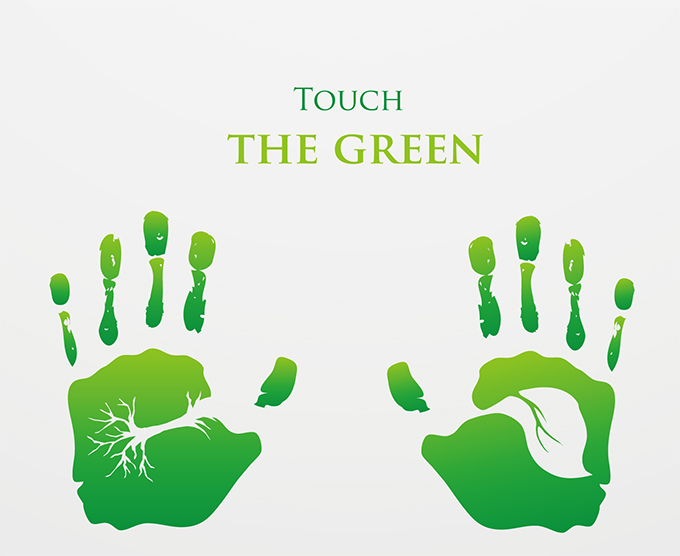 绿色手掌印设计矢量素材