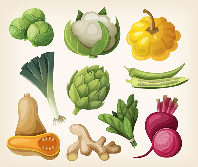 卡通蔬菜插画设计矢量素材