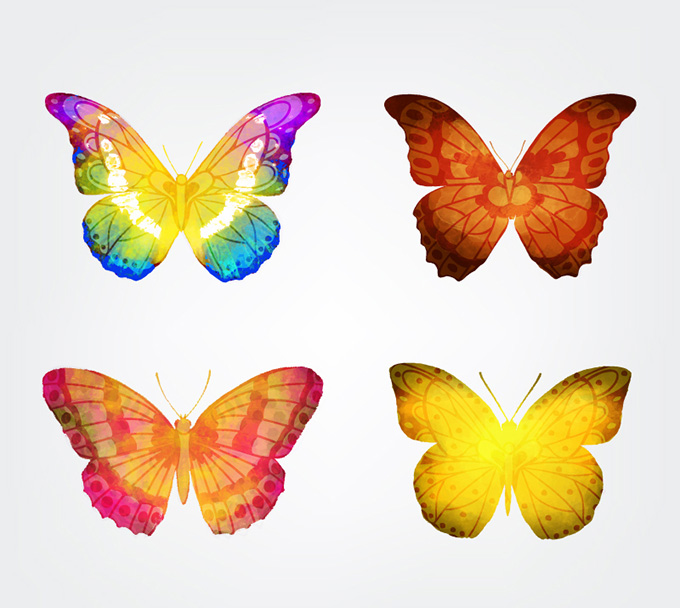 美丽的水彩蝴蝶设计矢量素材