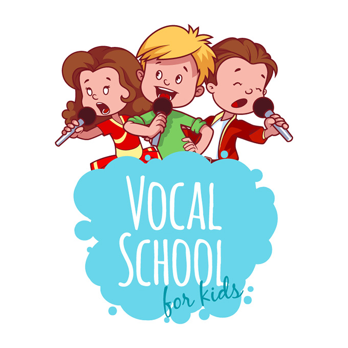 3个音乐学校唱歌的孩子矢量素材