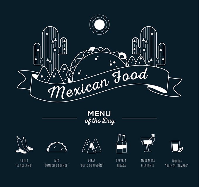 创意墨西哥食物菜单矢量素材