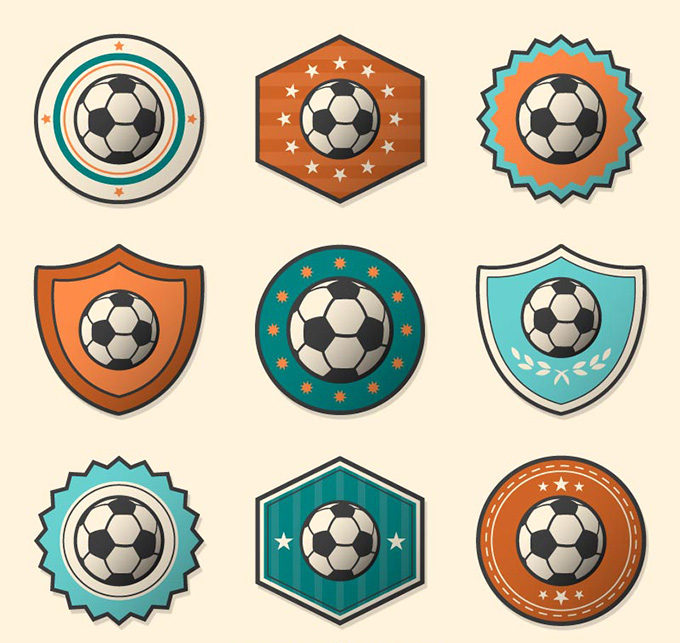 时尚足球标签设计矢量素材