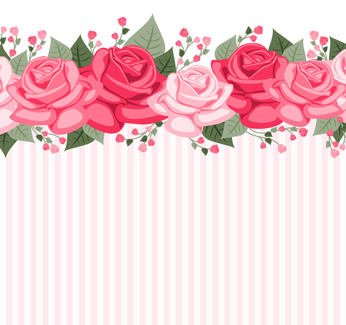 彩色玫瑰花条纹背景矢量素材