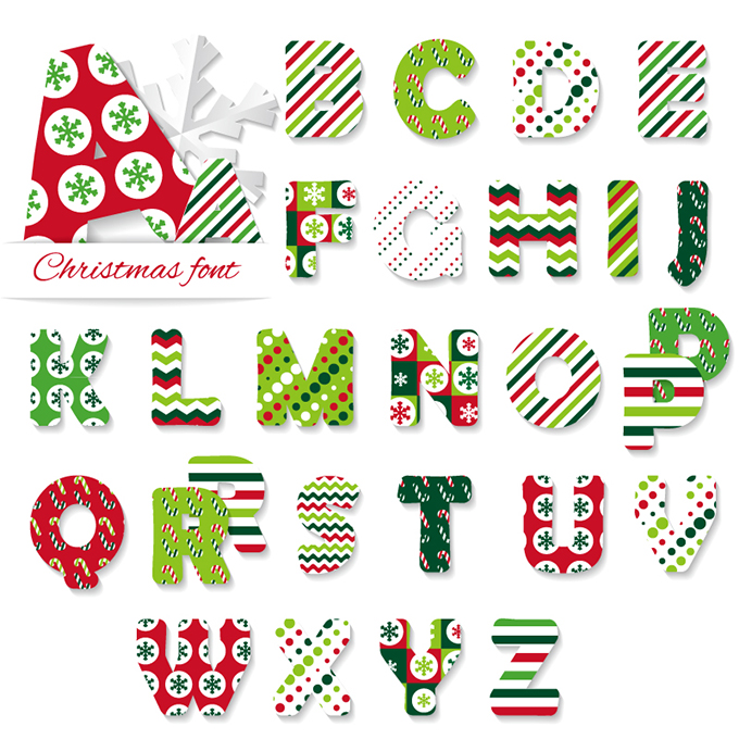 26个创意圣诞节字母矢量素材