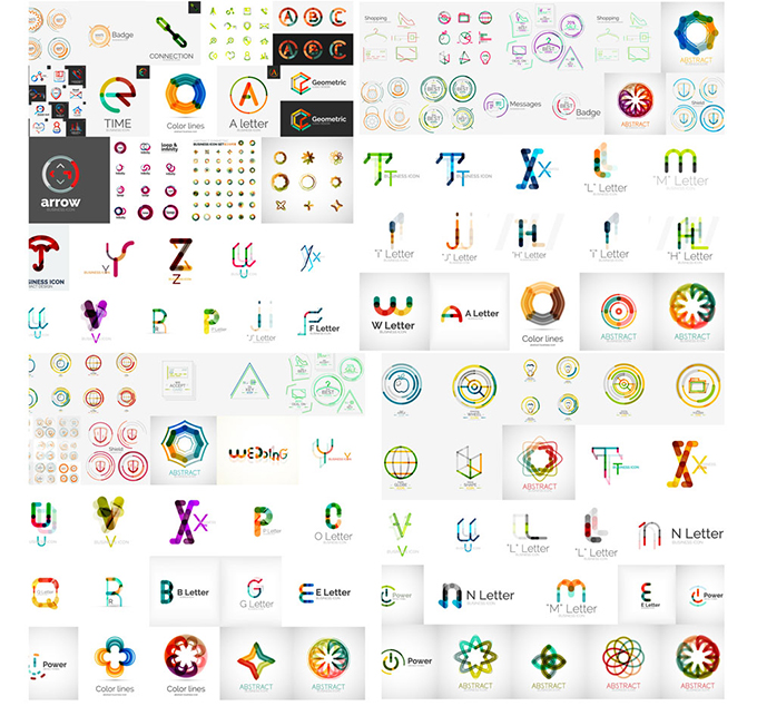 字母与几何标志设计矢量素材