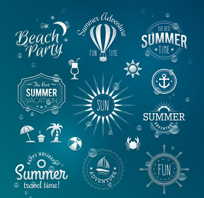 10款夏季度假标签矢量素材