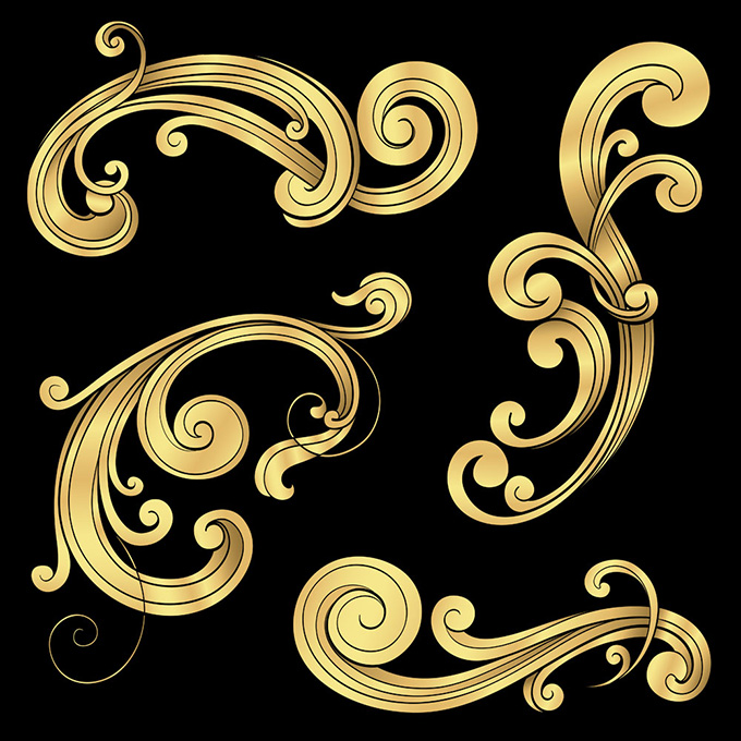 欧式古典金质花纹设计矢量素材