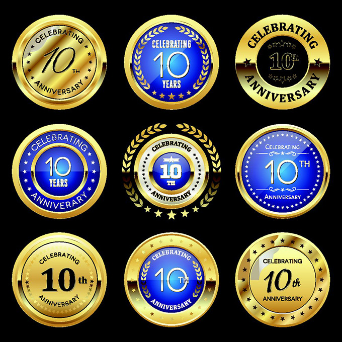 10周年纪念徽章设计矢量素材