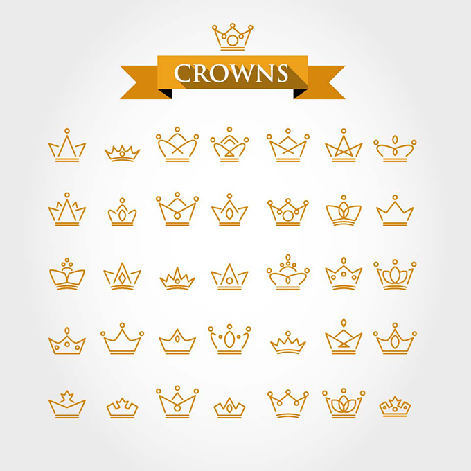 线性金色皇冠设计矢量素材