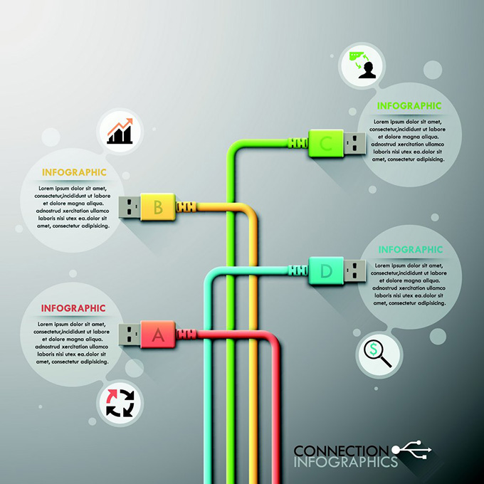 创意商务USB信息图表矢量素材