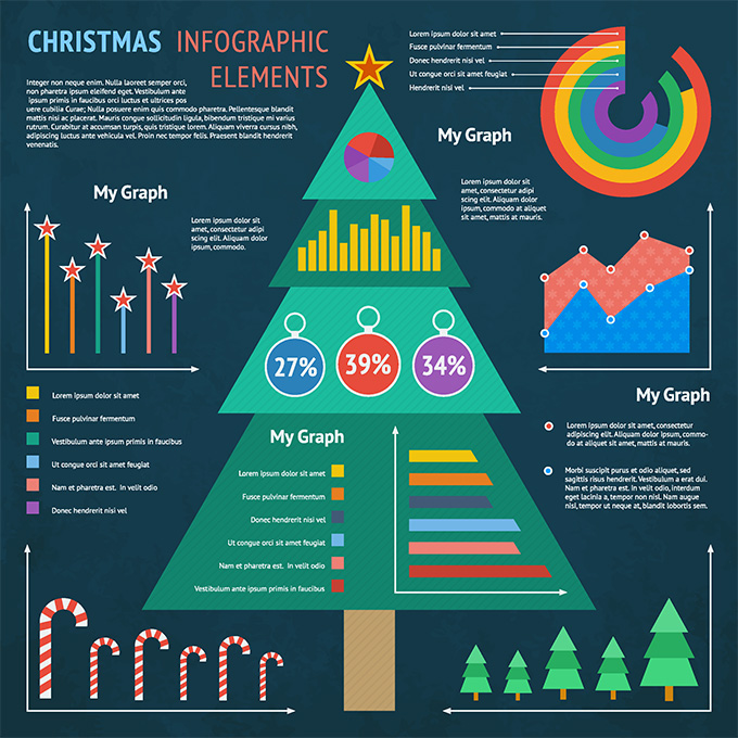 圣诞树信息图表设计矢量素材