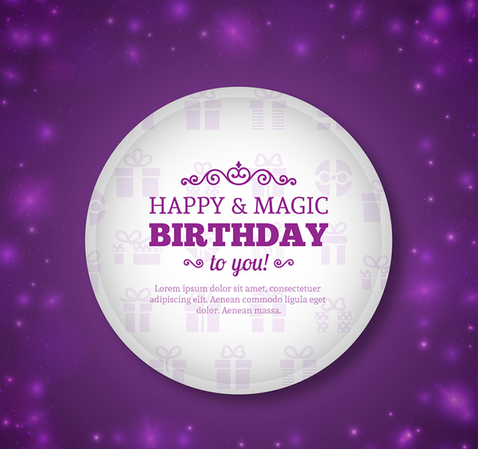 紫色生日祝福卡矢量素材