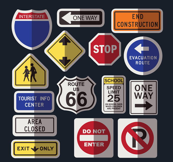 15款道路交通标志牌矢量素材