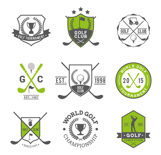 9款高尔夫俱乐部标签标志矢量素材