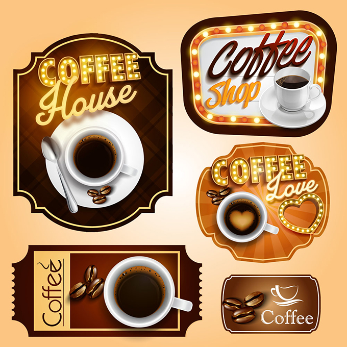 精美咖啡标签标贴设计矢量素材