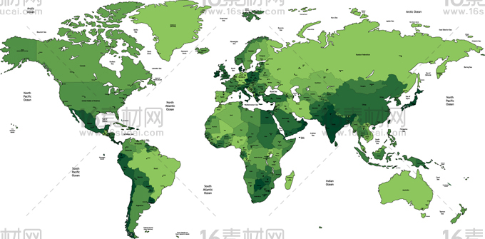 绿色矢量世界地图模板ai分层素材