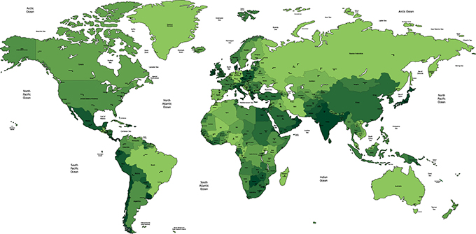 绿色世界地图设计矢量素材